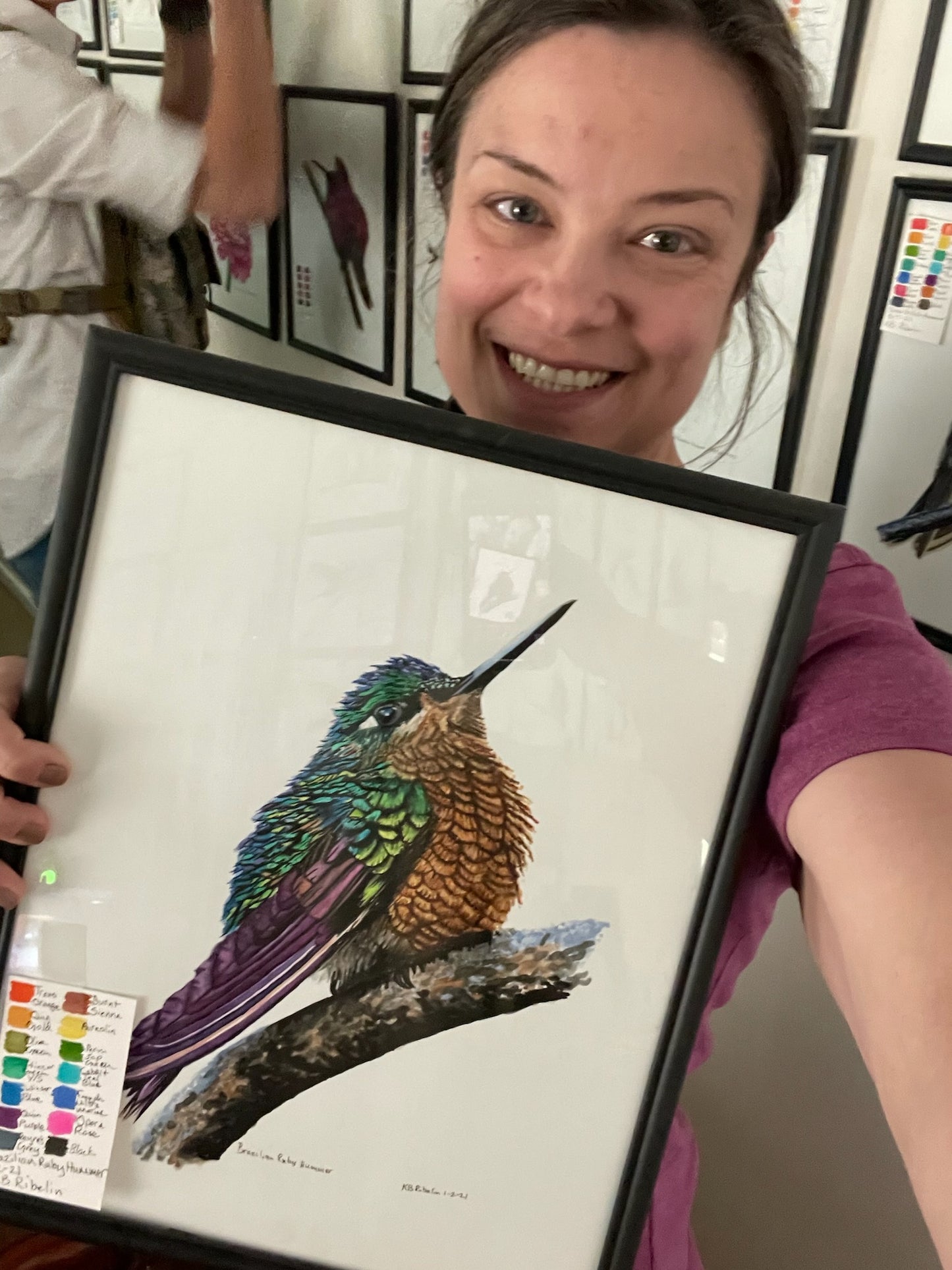 Brazilian Ruby - Bird Art by KB - Original