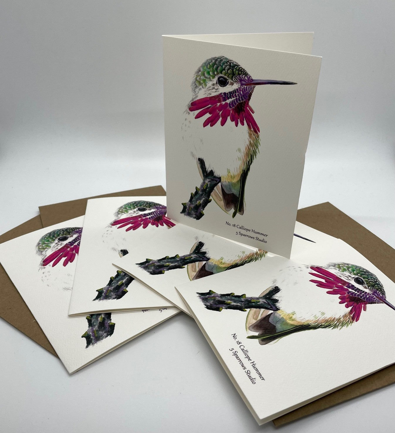 Calliope Hummer - Bird Art by KB - Notecard Set