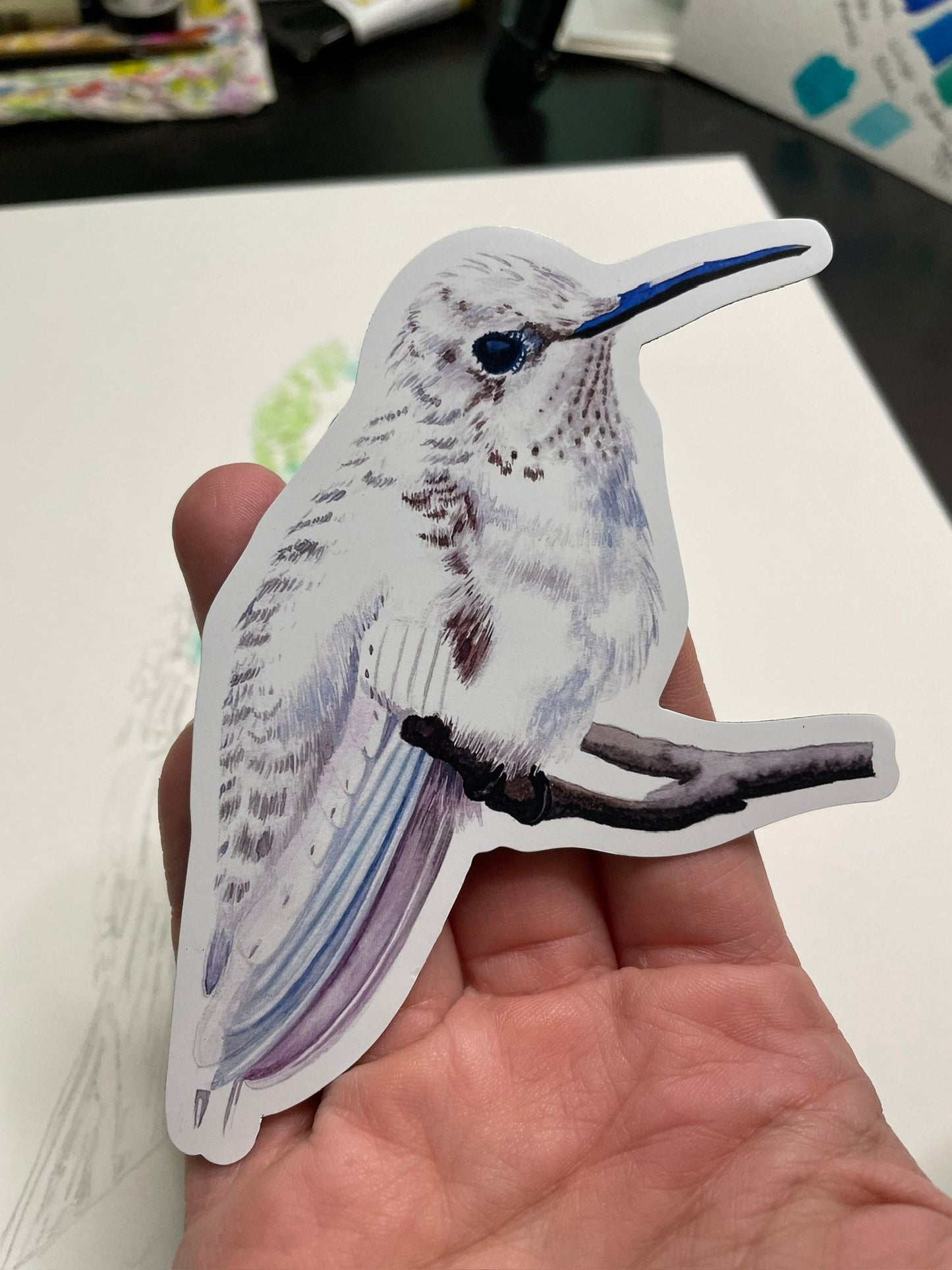 Leucistic Hummer - Bird Art by KB - Magnet