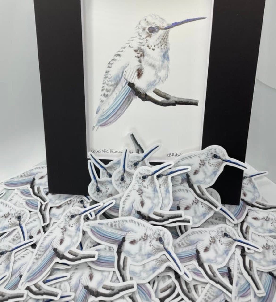 Leucistic Hummer - Bird Art by KB - Sticker
