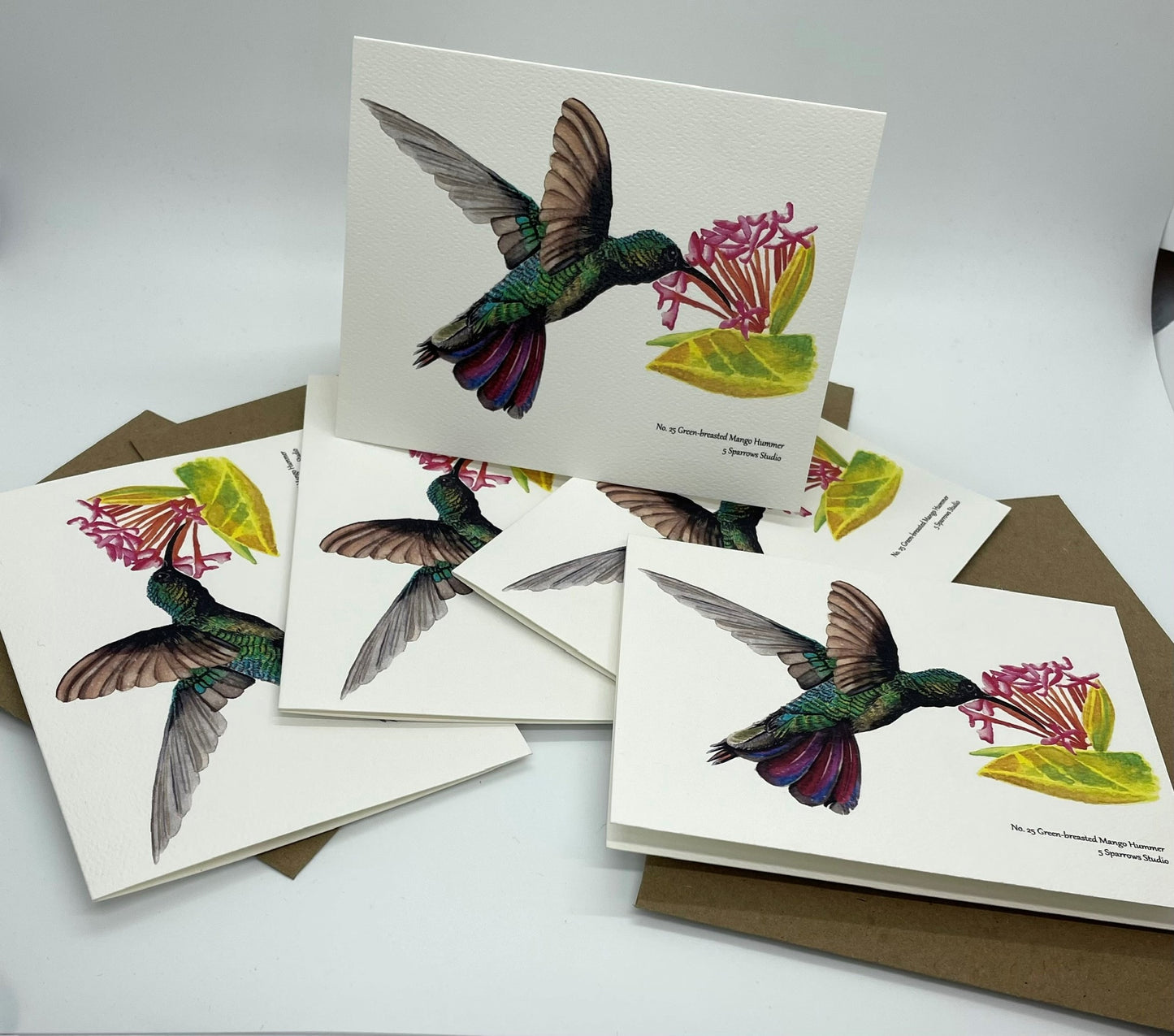 Green-Breasted Mango - Bird Art by KB - Notecard Set