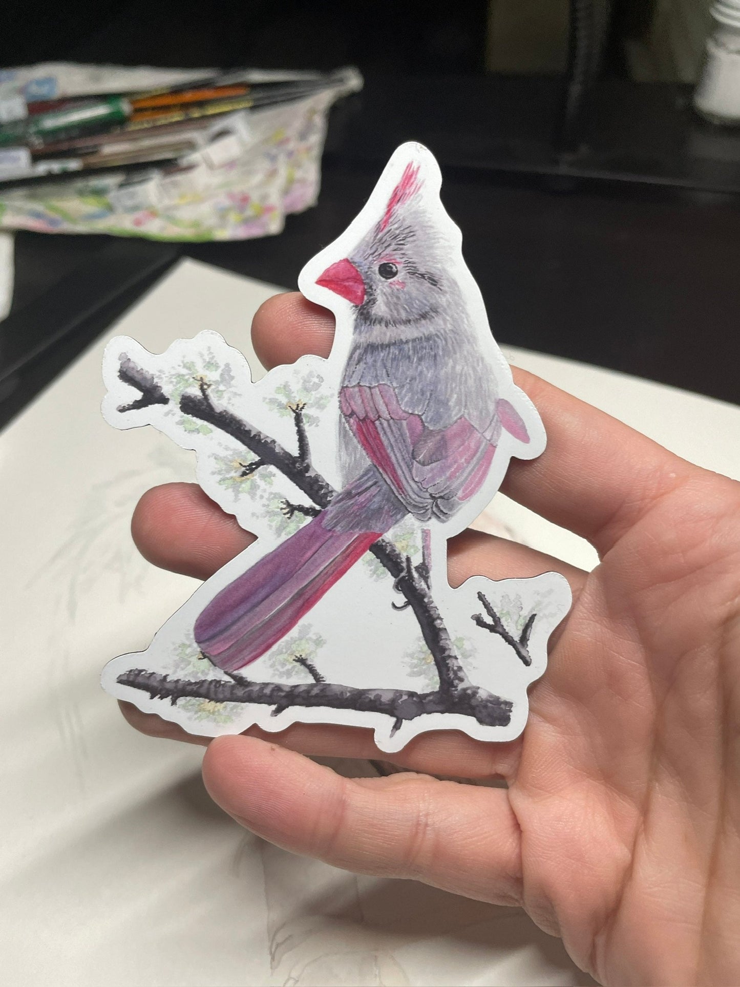 Cardinal (Female) - Bird Art by KB - Magnet