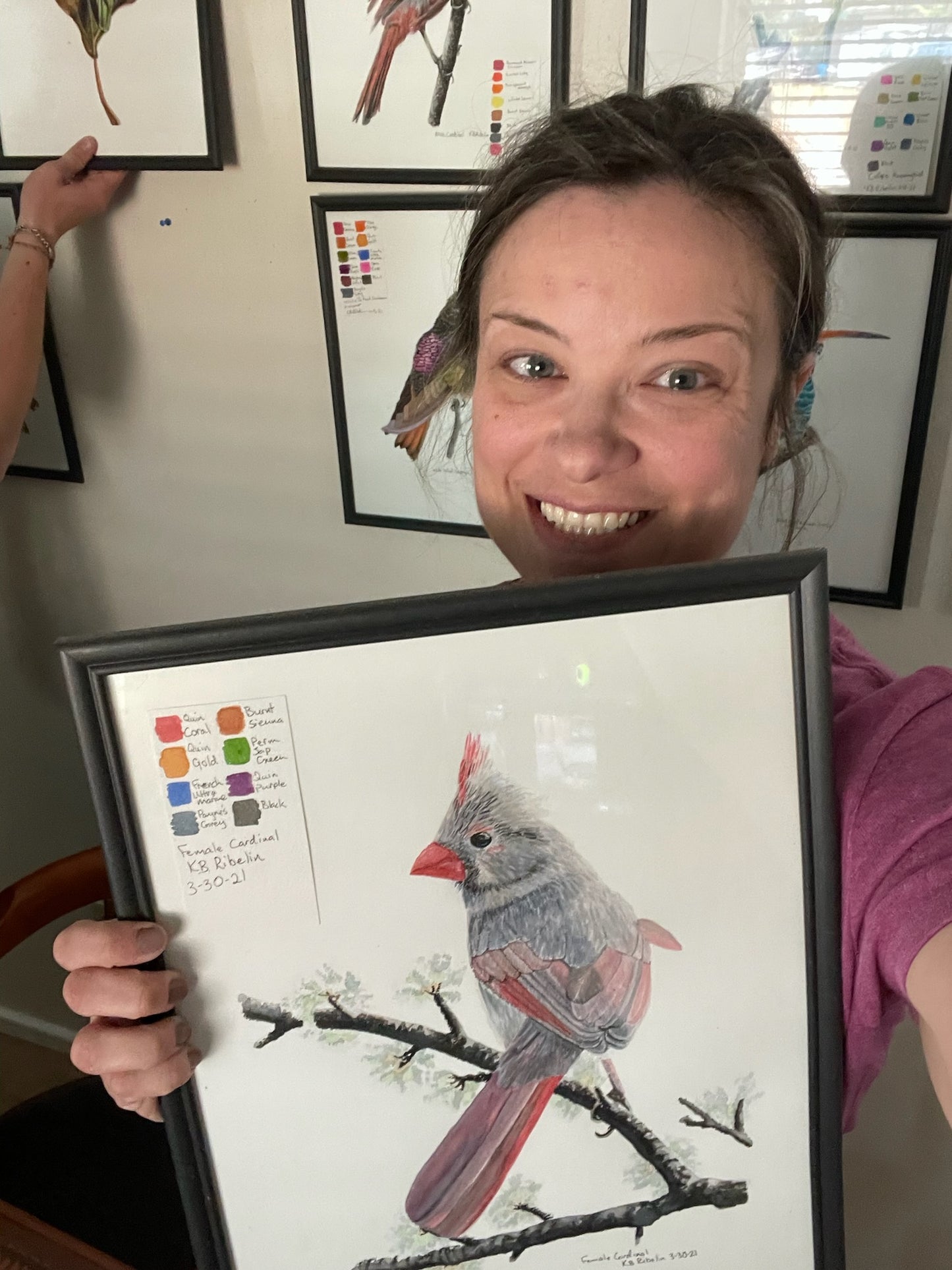 Cardinal (Female) - Bird Art by KB - Original