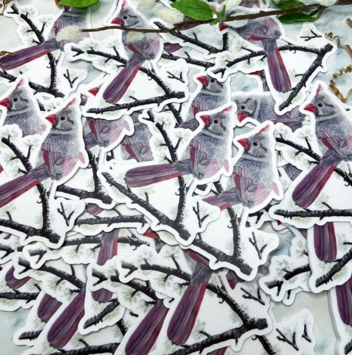 Cardinal (Female) - Bird Art by KB - sticker