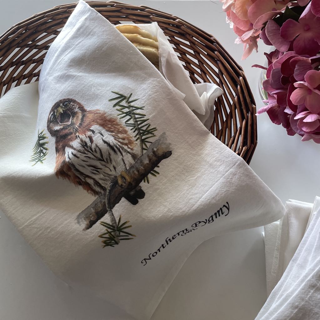 Northern Pygmy Owl - BIrd Art by KB - Towel 2