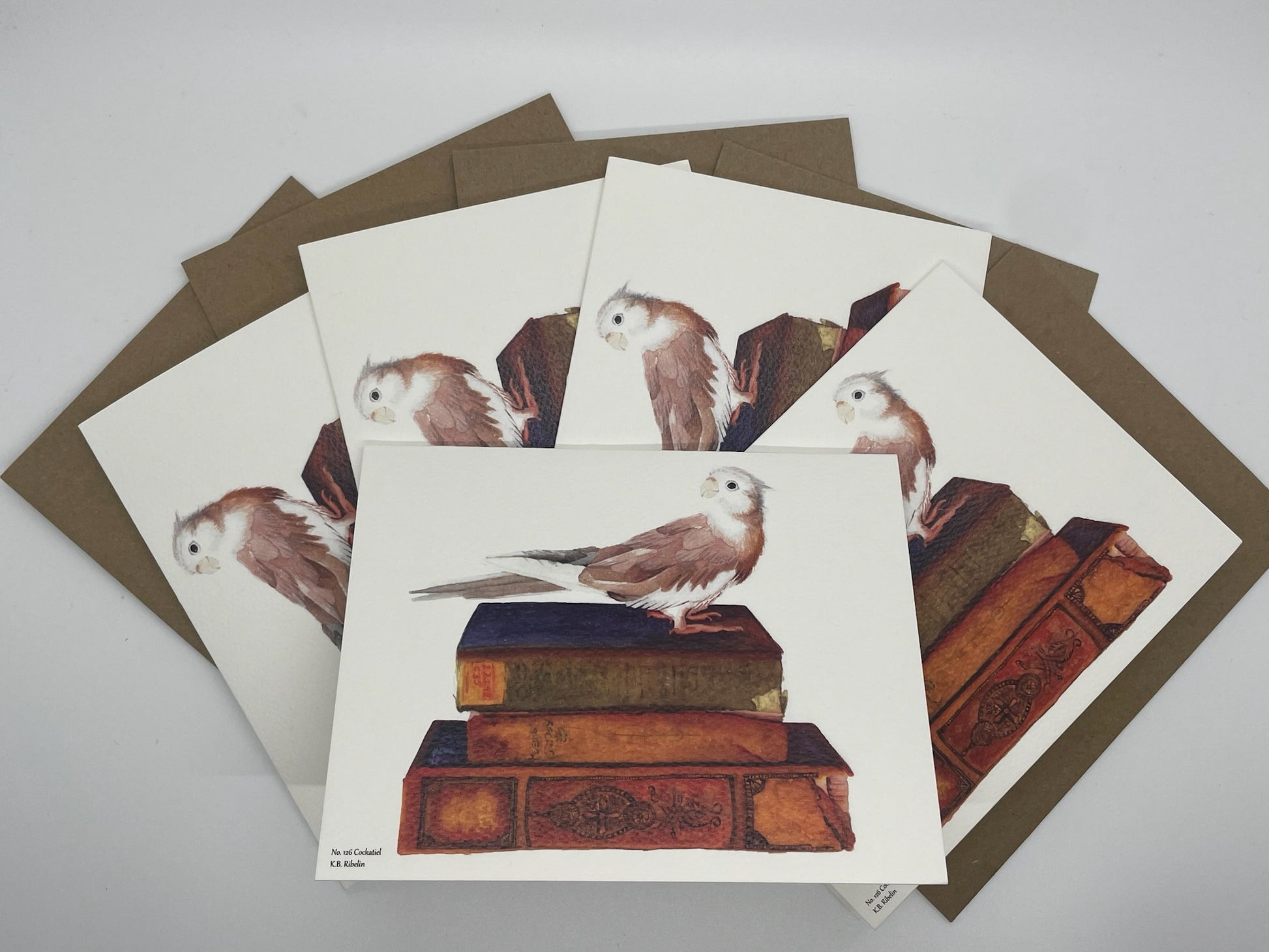 Cockatiel - Bird Art by KB - Notecard Set
