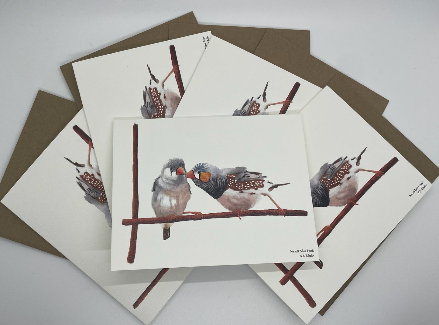 Zebra Finch - Bird Art by KB - Notecard Set
