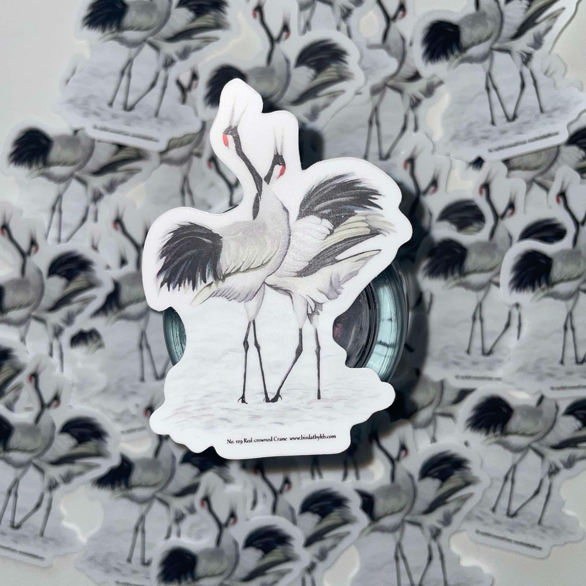 Red-crowned Crane - Bird Art by KB - Sticker
