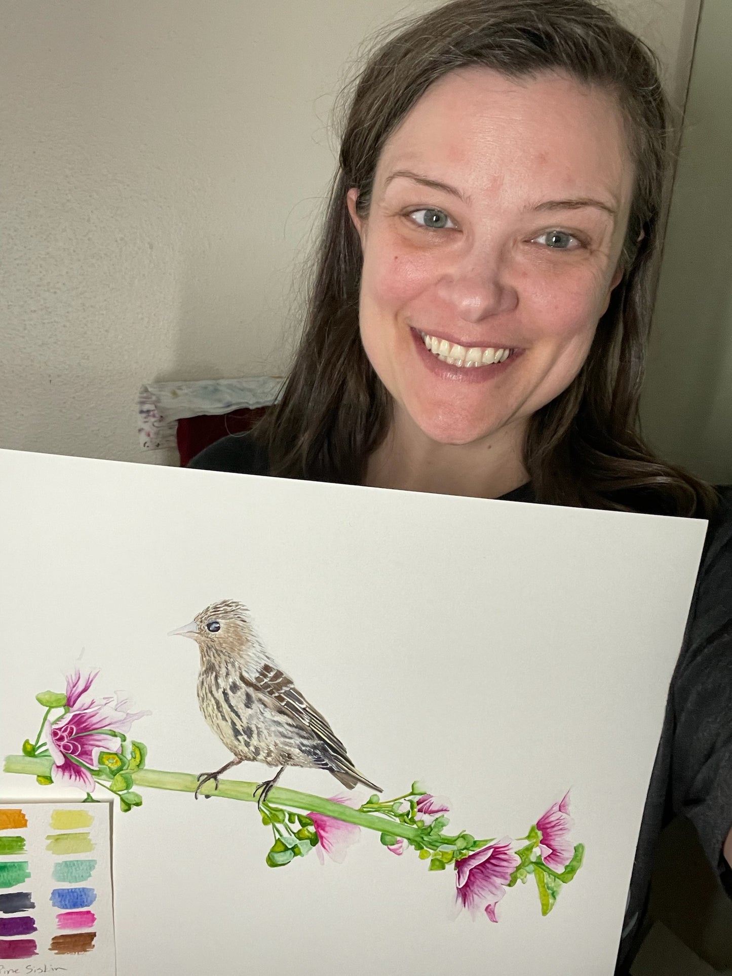 Pine Siskin - Bird Art by KB - Original