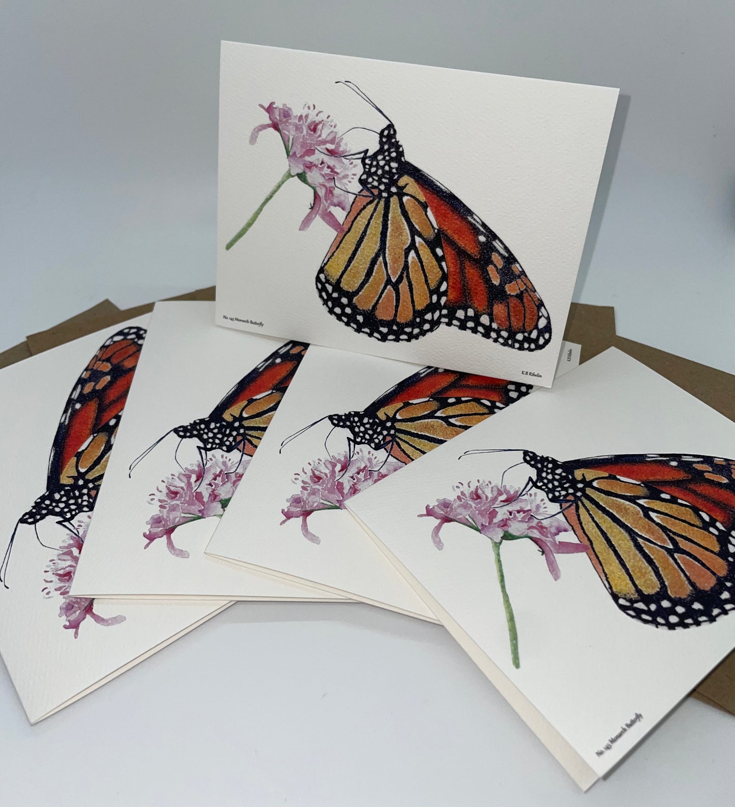 Monarch Butterfly - Bird Art by KB - Notecard Individual