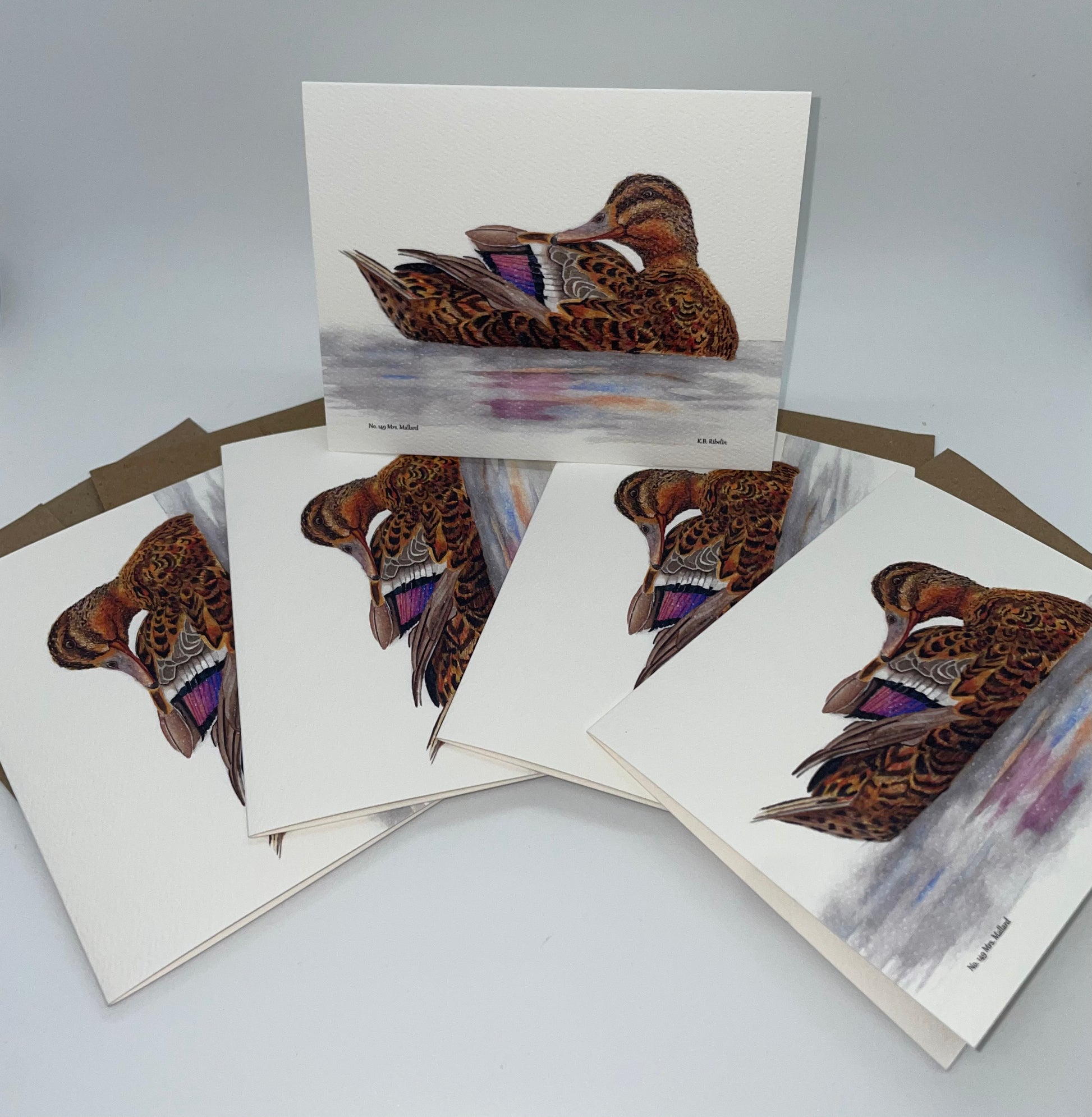 Mallard Duck (Female) - Bird Art by KB - Notecard Set
