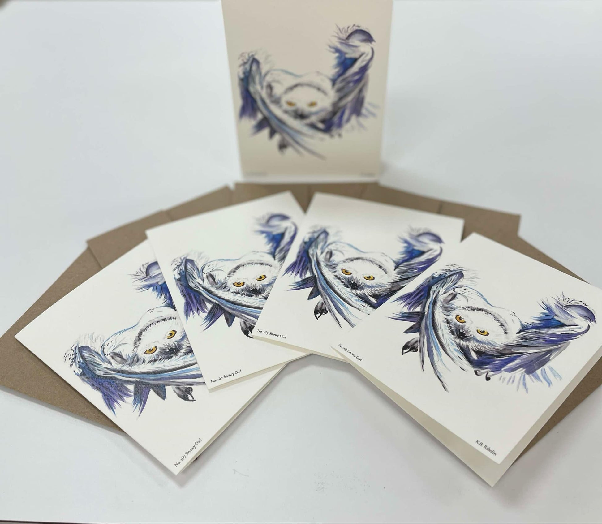 Snowy Owl - Bird Art by KB - Notecard Individual