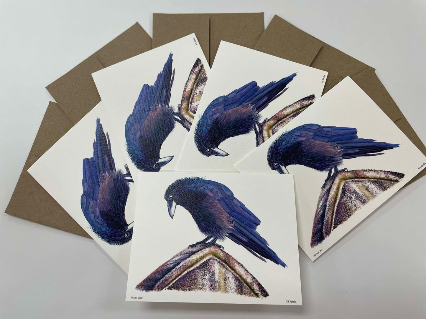 Crow - Bird Art by KB - Notecard Set