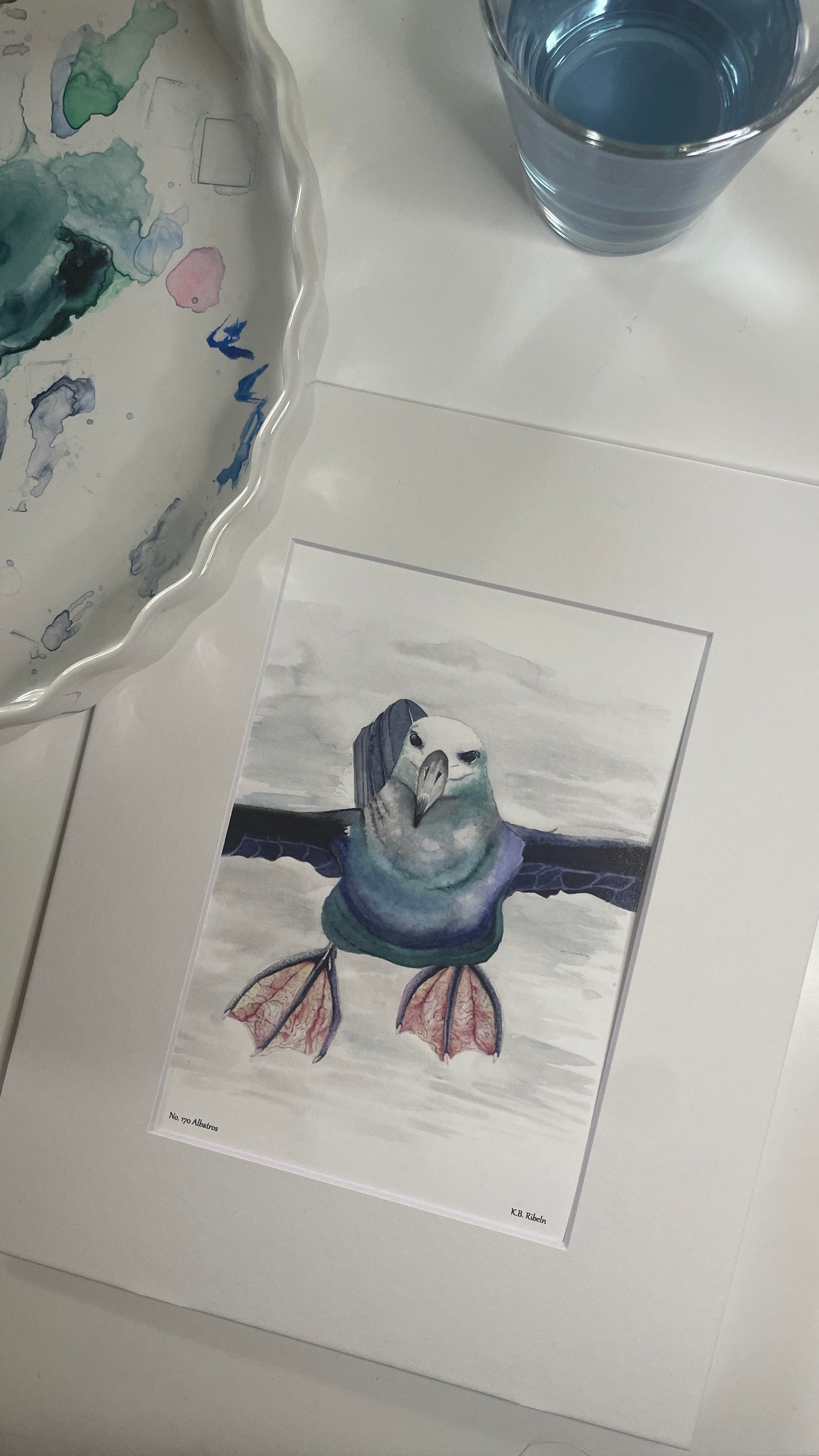 Albatross - Bird Art by KB - Giclee Print with White Mat