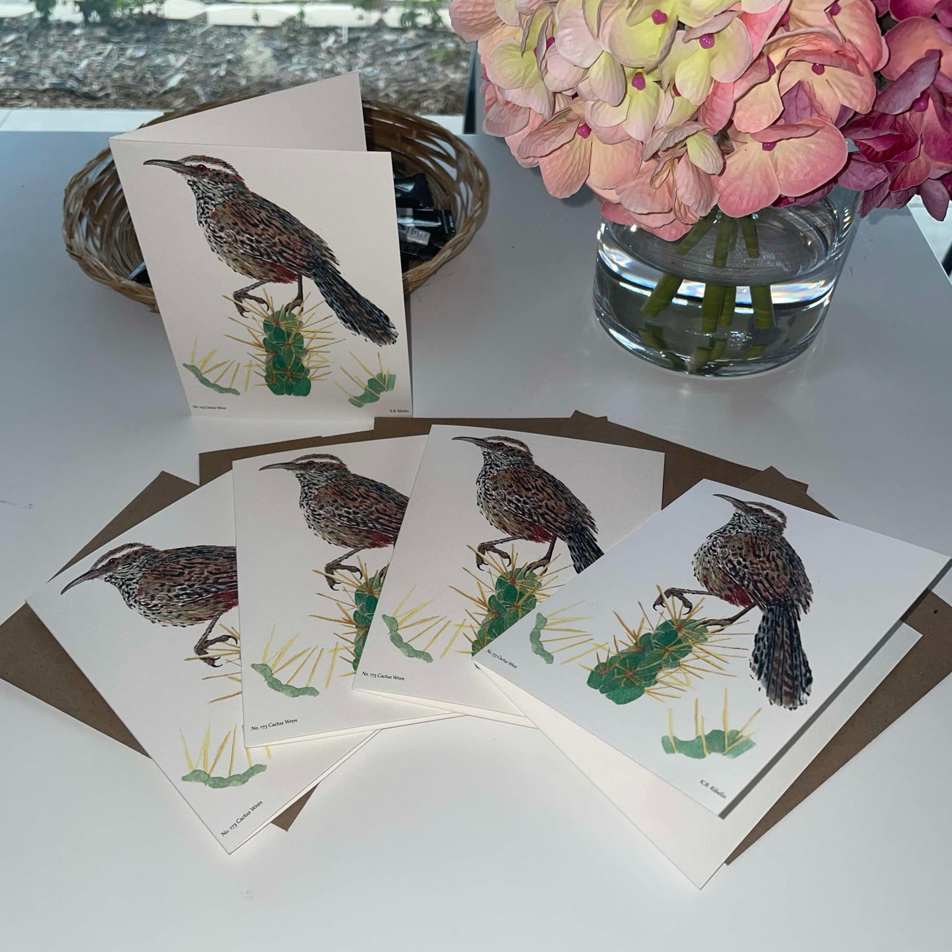 Cactus Wren - Bird Art by KB - Notecard Individual