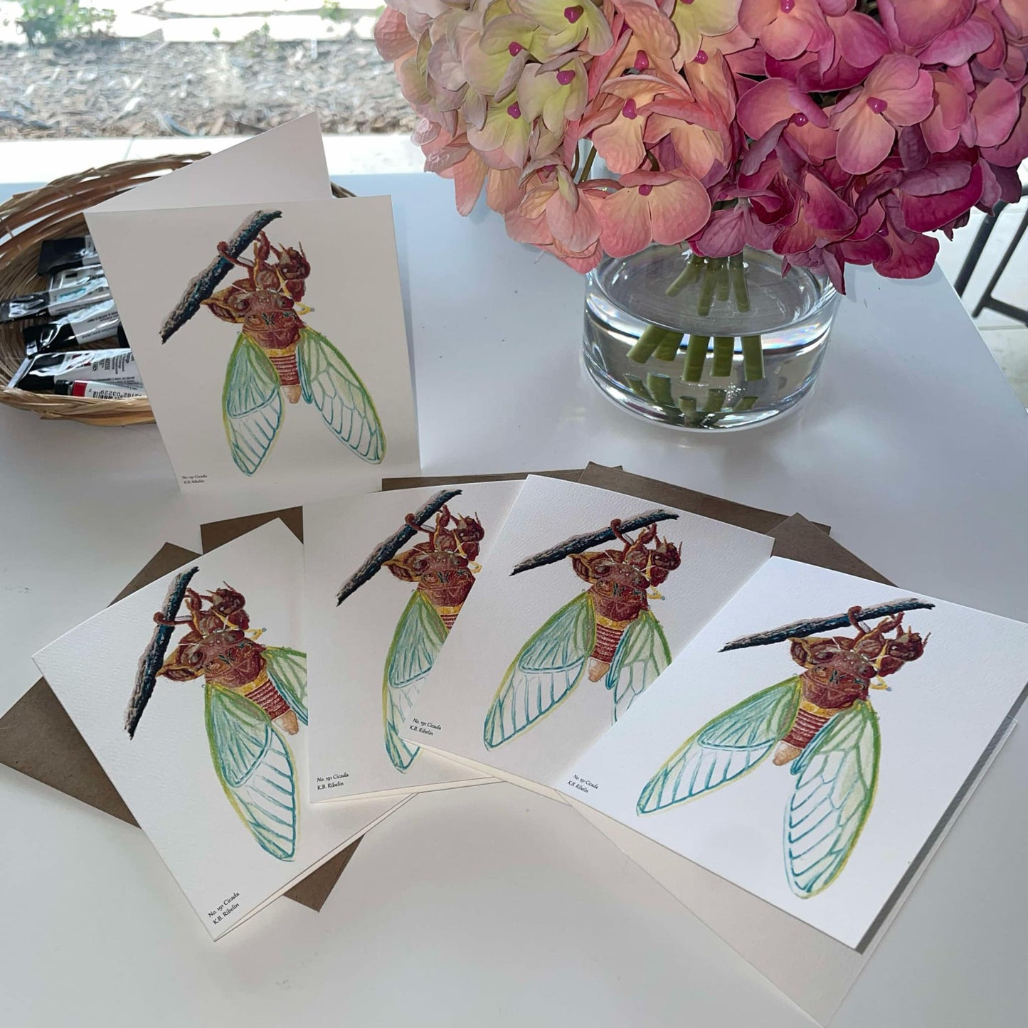 Cicada - Bird Art by KB - Notecard Set