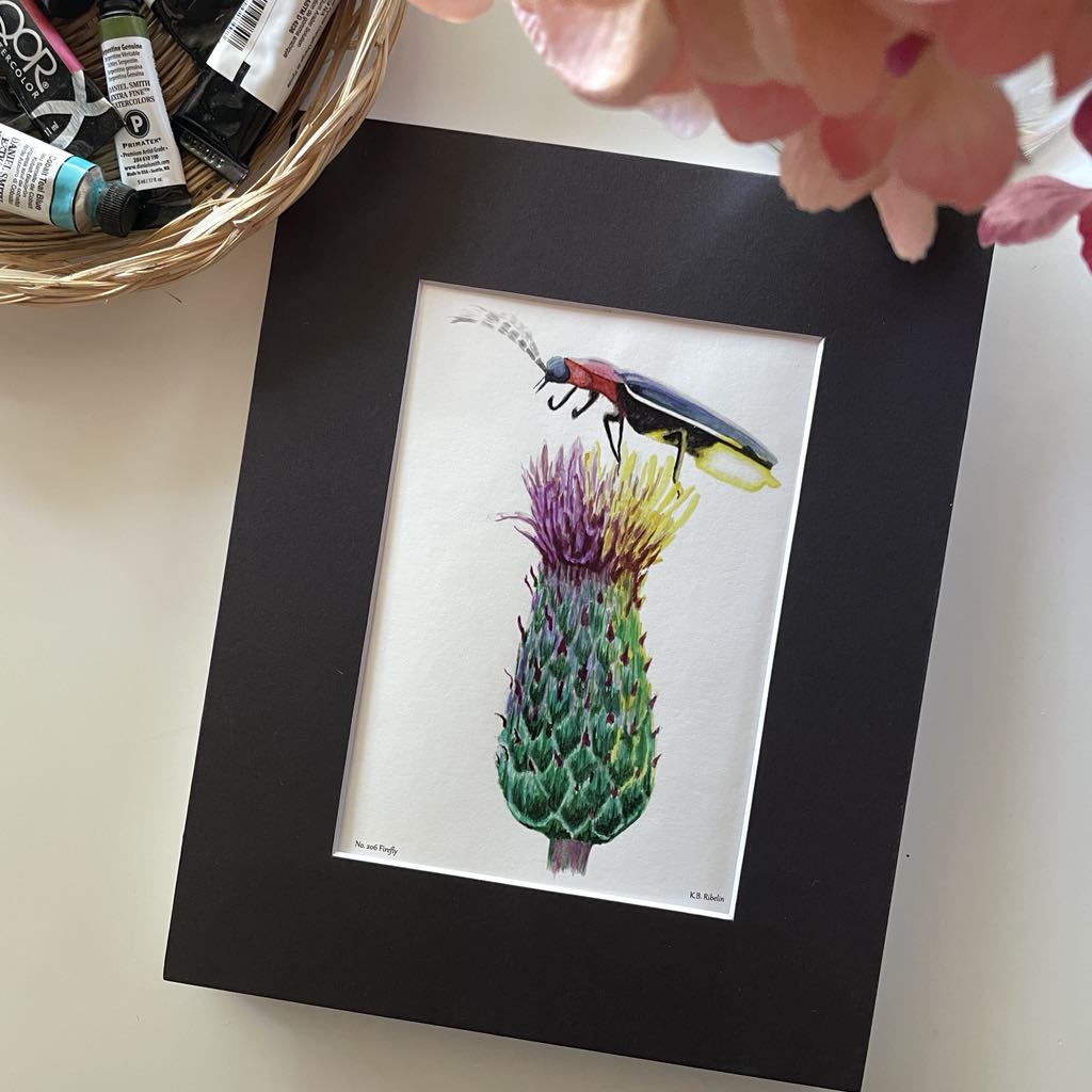 Firefly - Bird Art by KB - Giclee Print with Black Mat