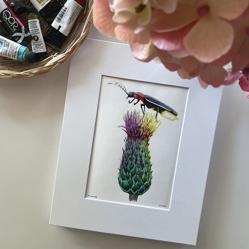 Firefly - Bird Art by KB - Giclee Print with White Mat