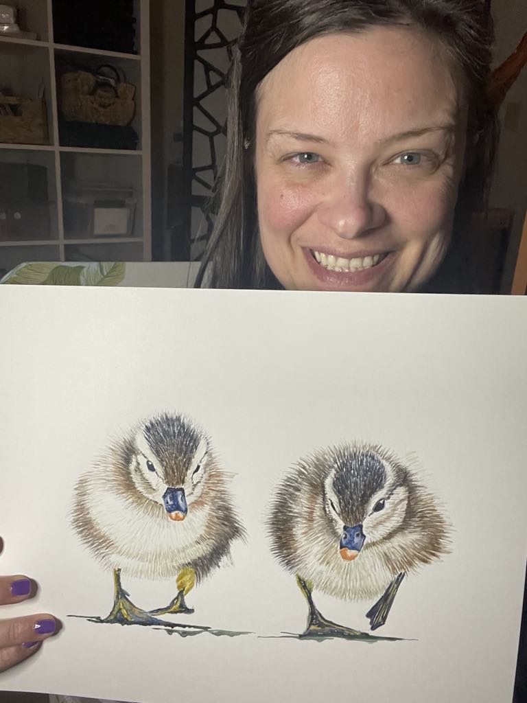 Baby Wood Ducks - Bird Art by KB - Original