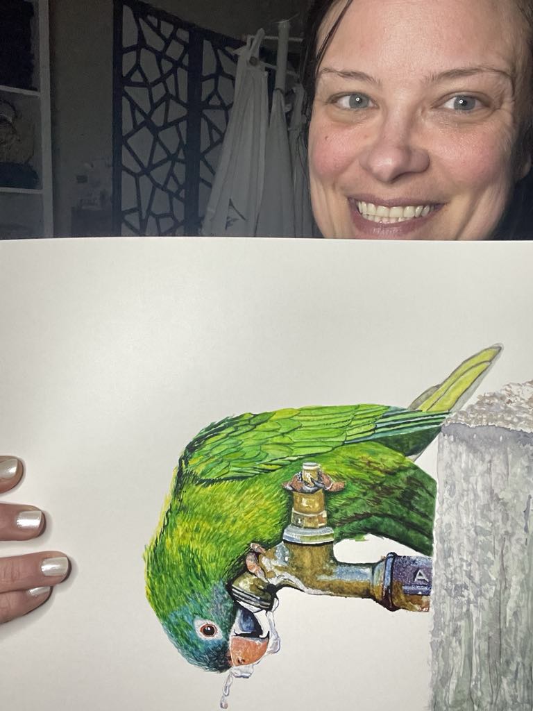 Blue-crowned Parakeet - Bird Art by KB - Original