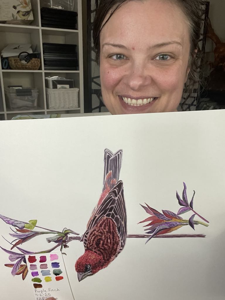Purple Finch - Bird Art by KB - Original
