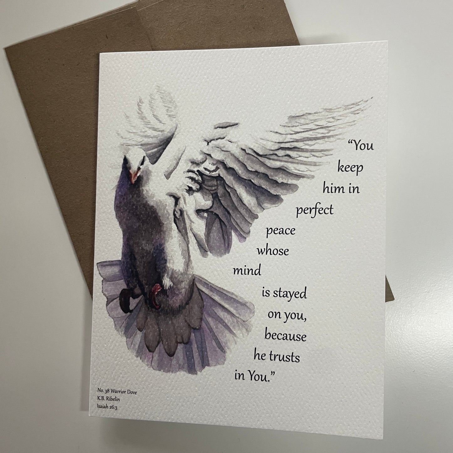 Warrior Dove Card Set - Bird Art by KB - Notecard 4