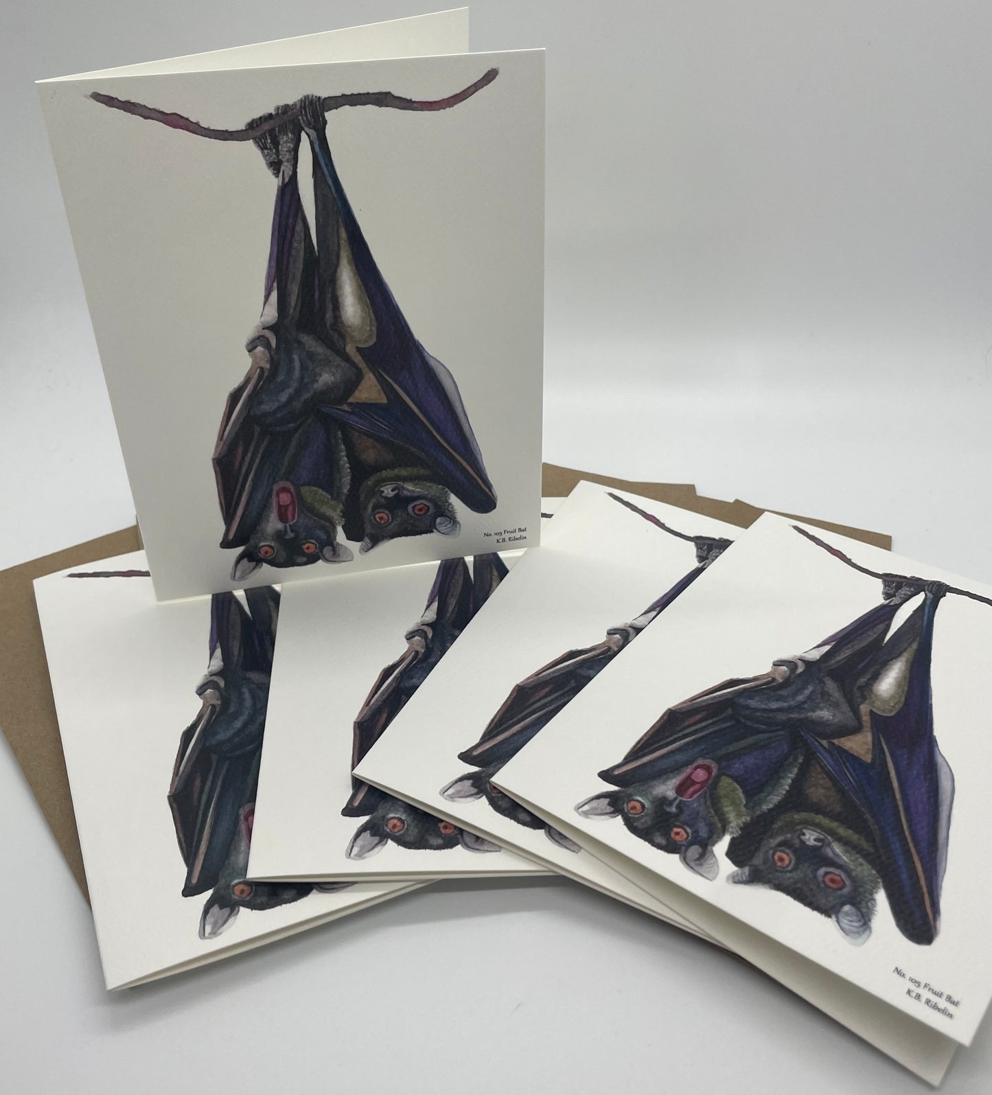 Fruit Bats - Bird Art by KB - Notecard Set