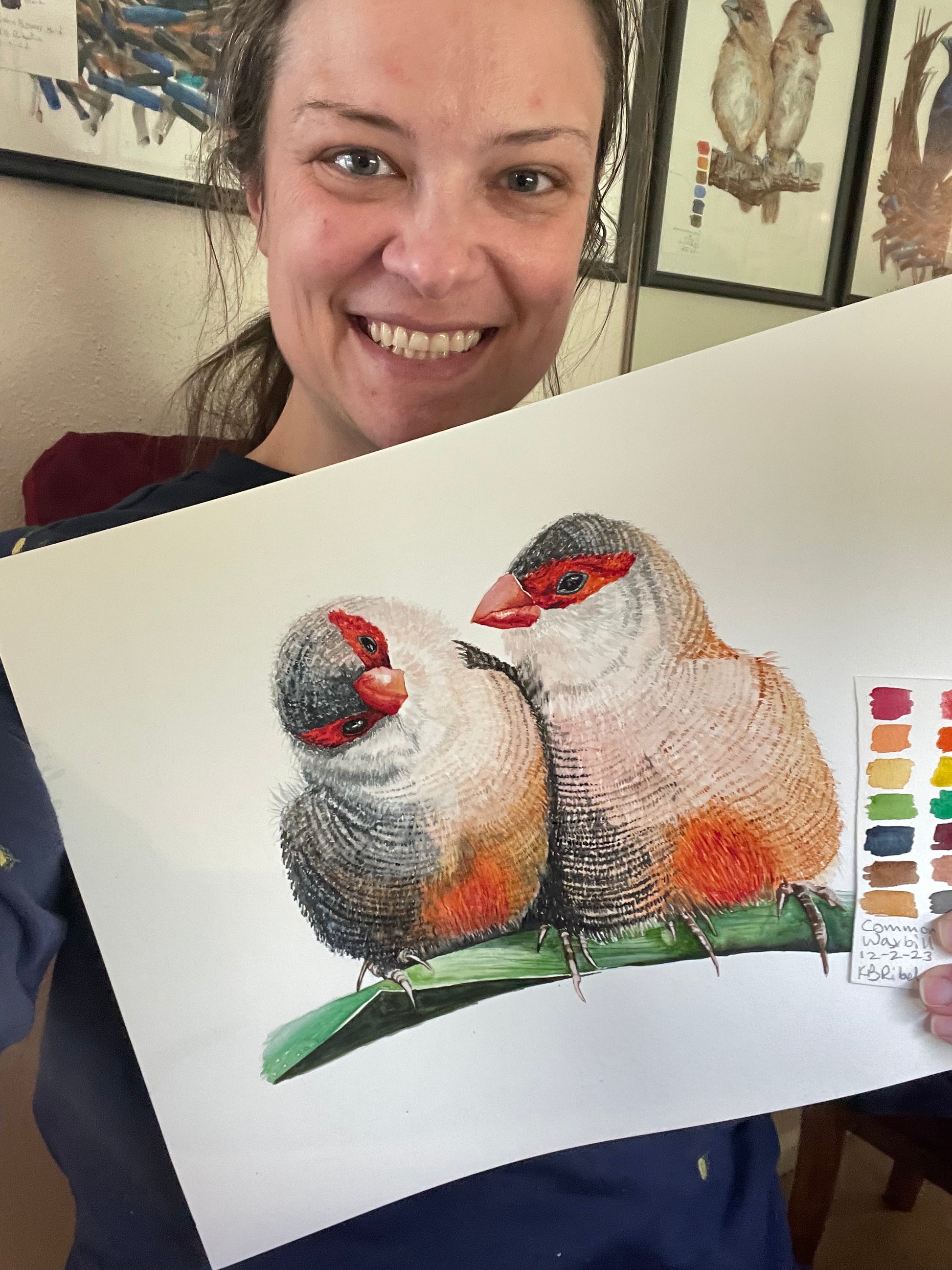 Common Waxbill - Bird Art by KB