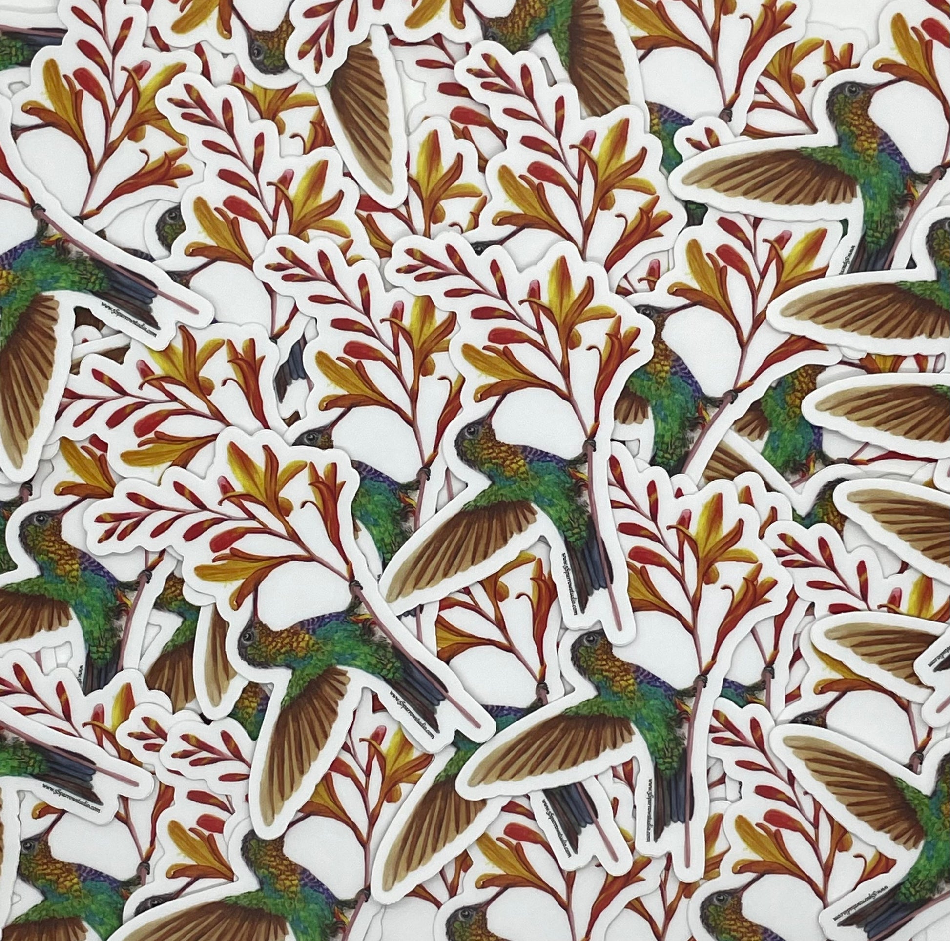Fiery-Throated Hummingbird - Bird Art by KB