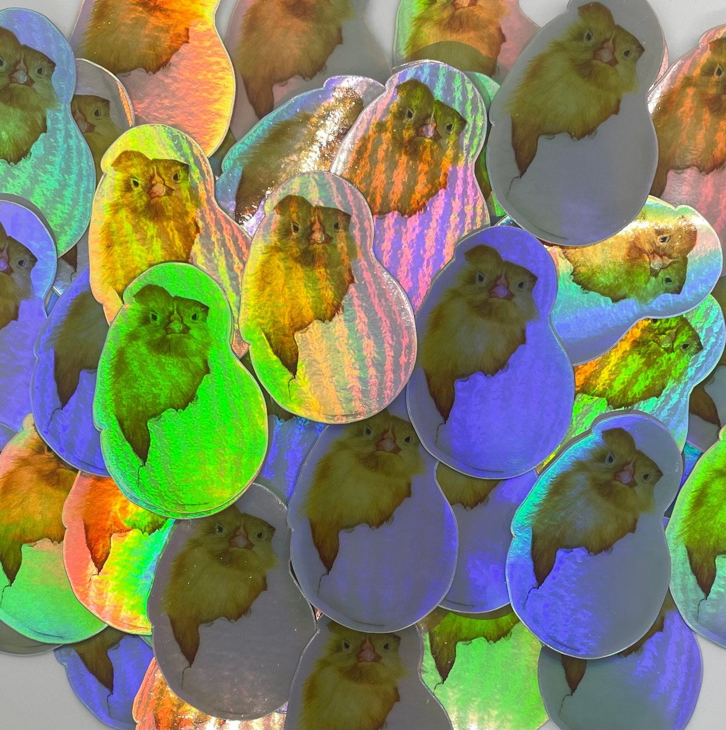 Chick (Hatched) - Bird Art by KB - Sticker Holographic