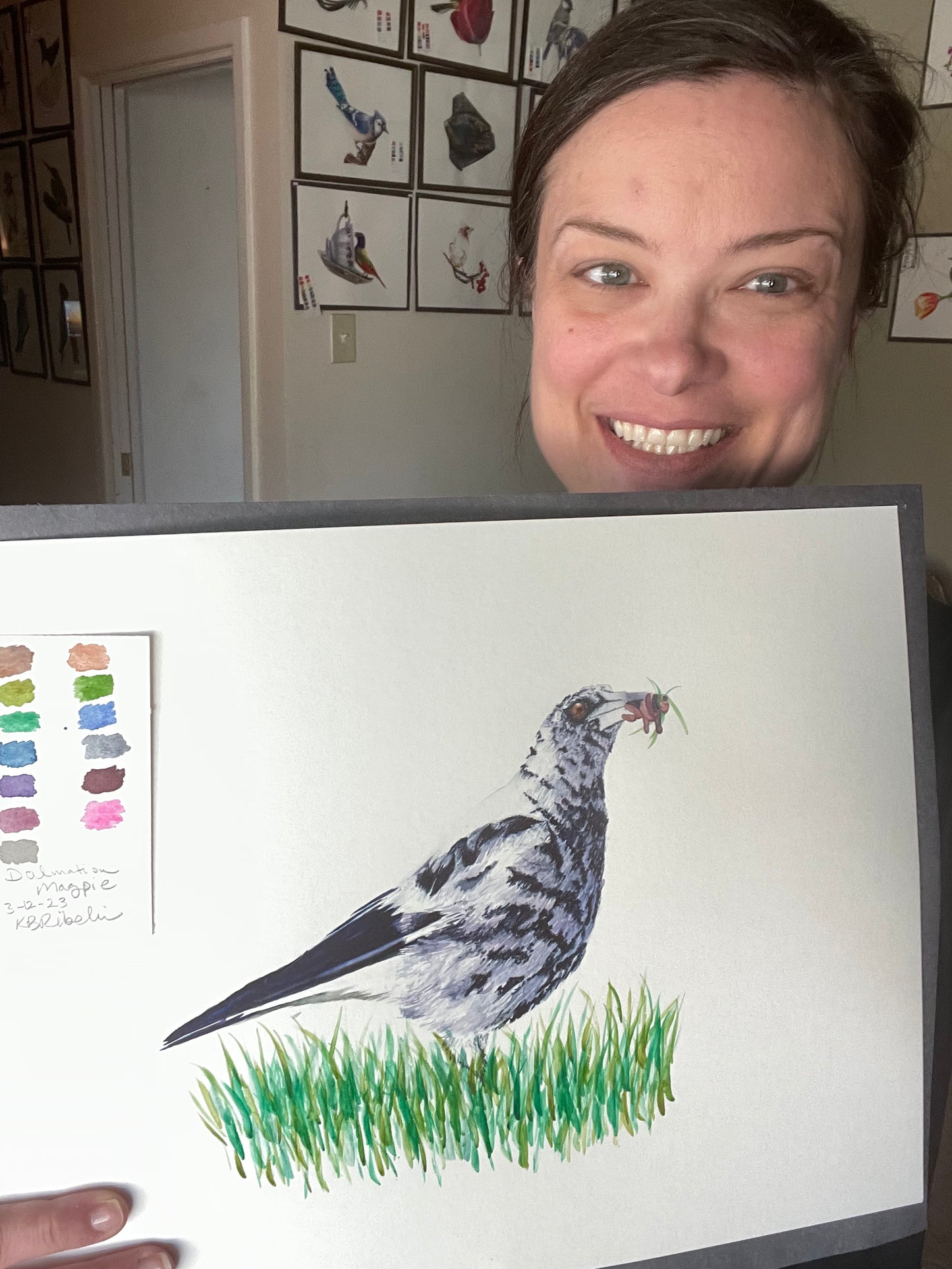 Dalmatian Magpie - Bird Art by KB
