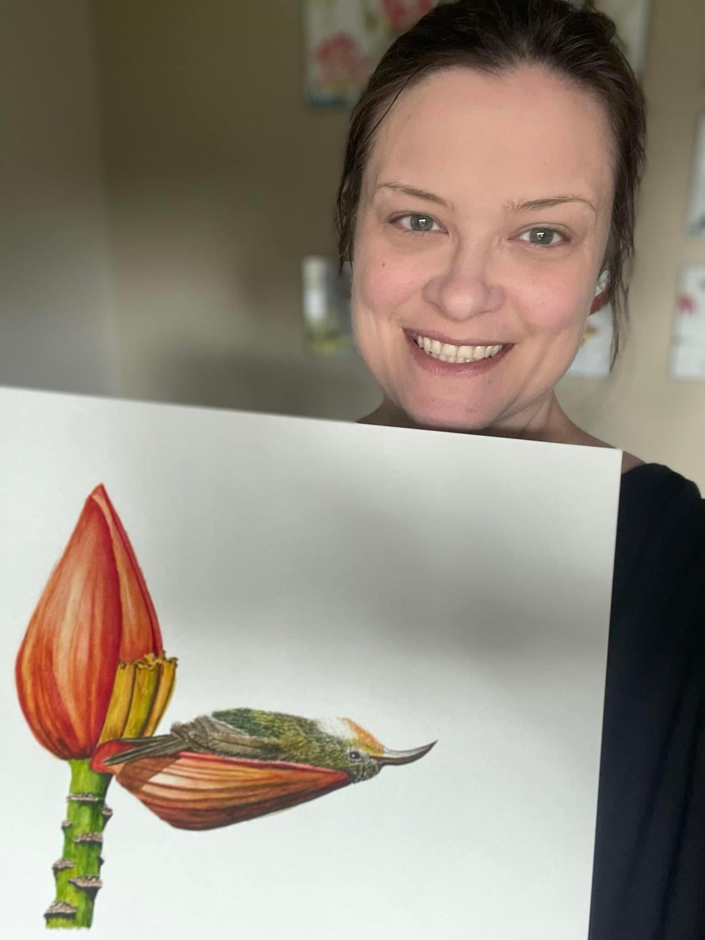 Little Green Sunbird - Bird Art by KB