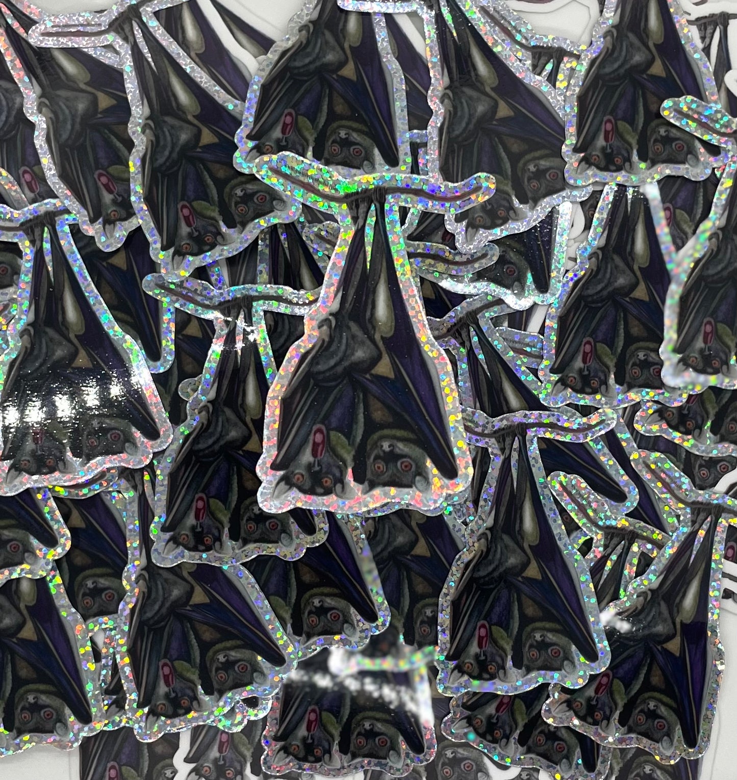 Fruit Bats - Bird Art by KB - Sticker Holographic