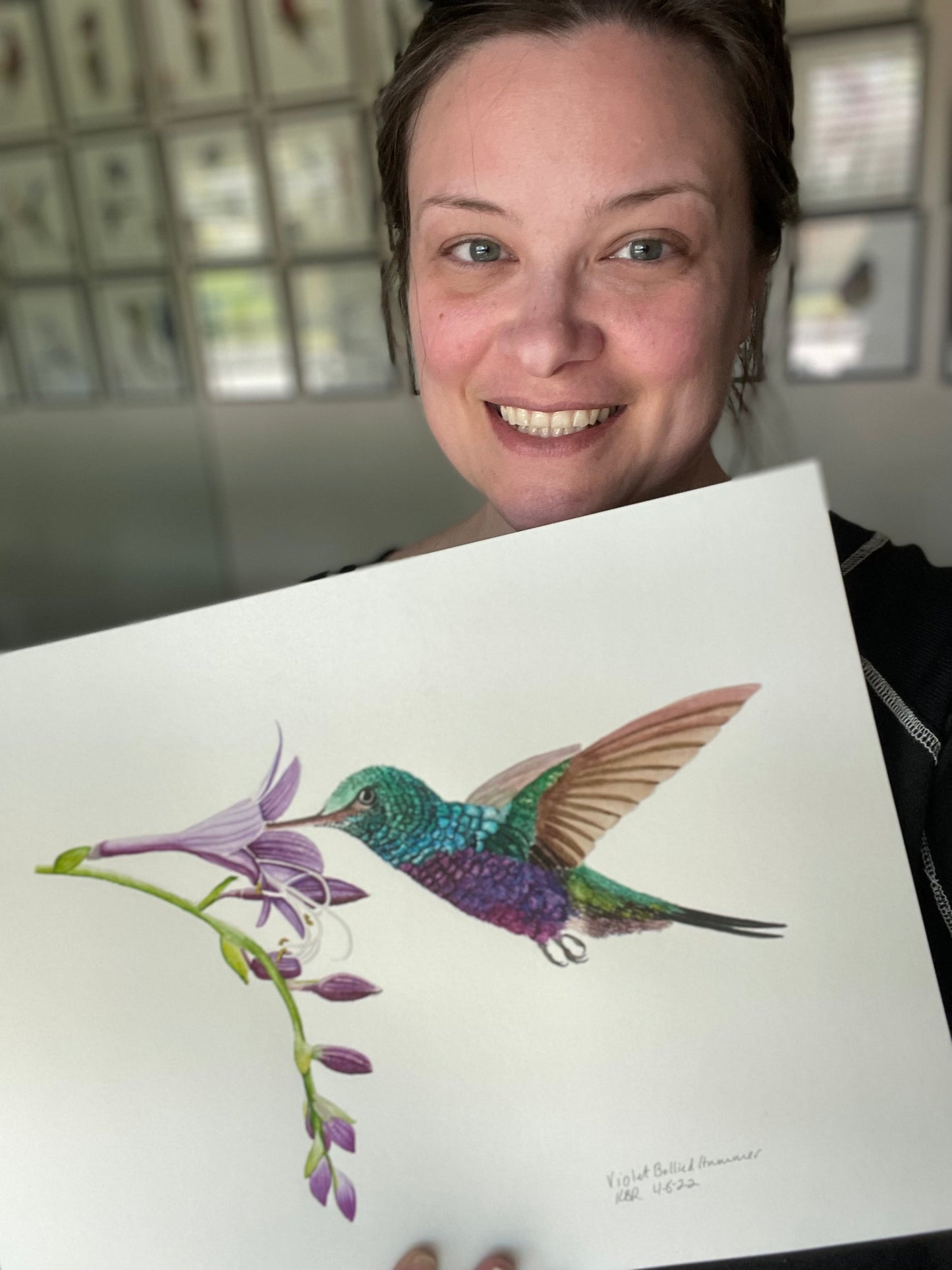 Violet-bellied Hummingbird - Bird Art by KB