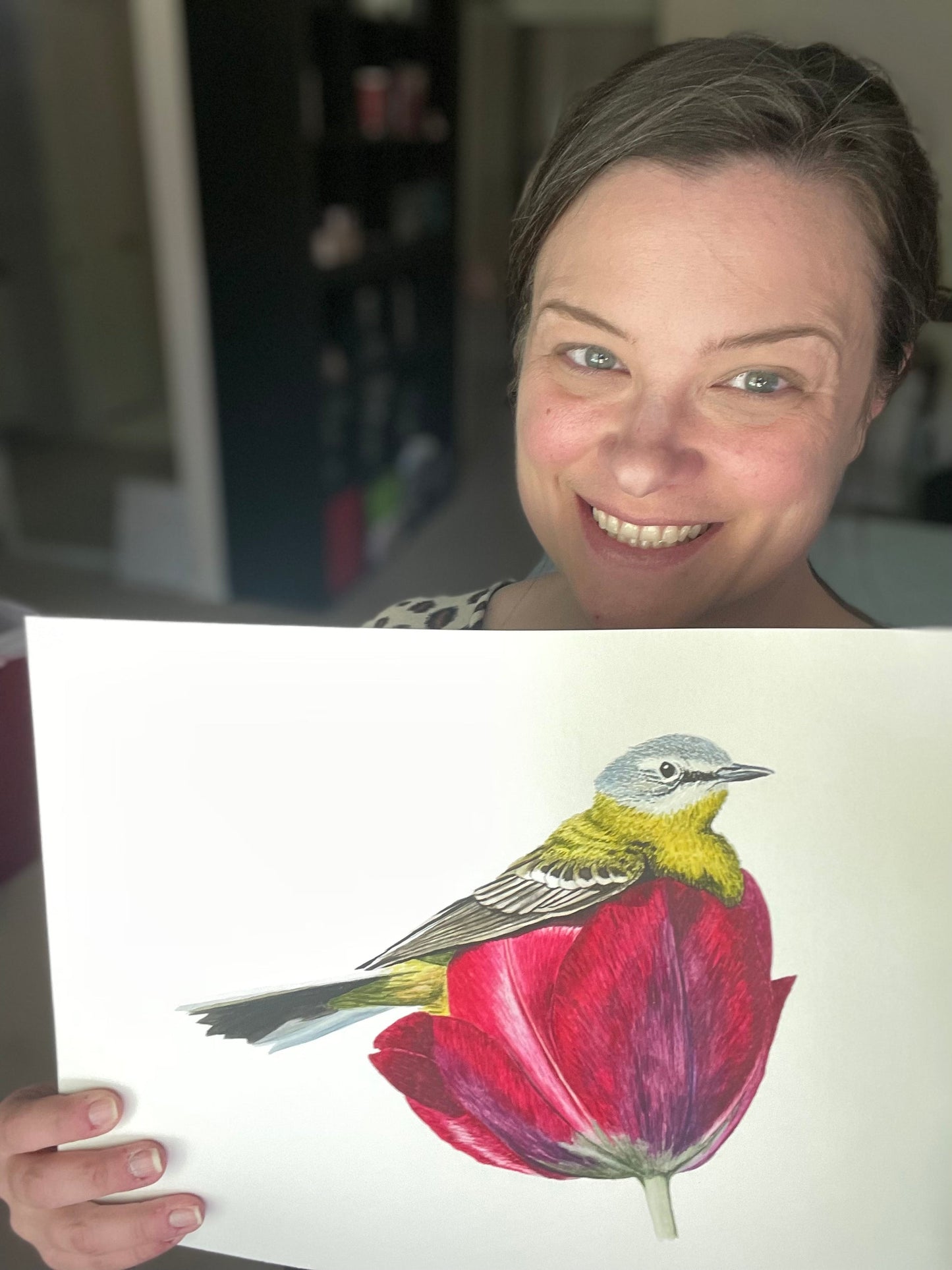 Blue-headed Wagtail - Bird Art by KB