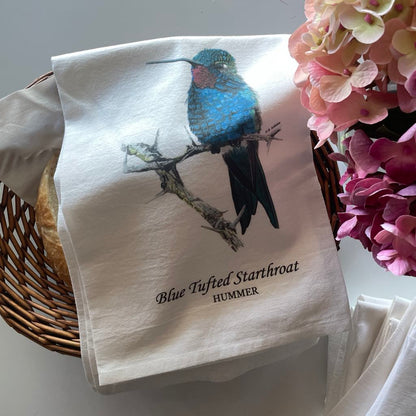 Blue-tufted Starthroat Hummingbird - Bird Art by KB - Towel 2