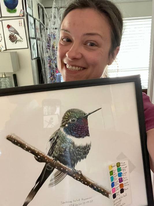 Sparkling-Tailed Hummer - Bird Art by KB - Original