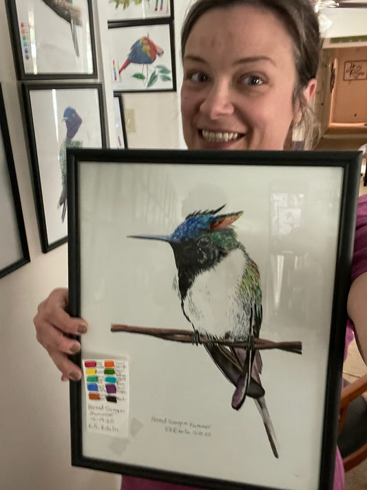 Horned Sungem - Bird Art by KB - Original