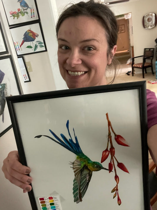 Long-tailed Sylph - Bird Art by KB - Original