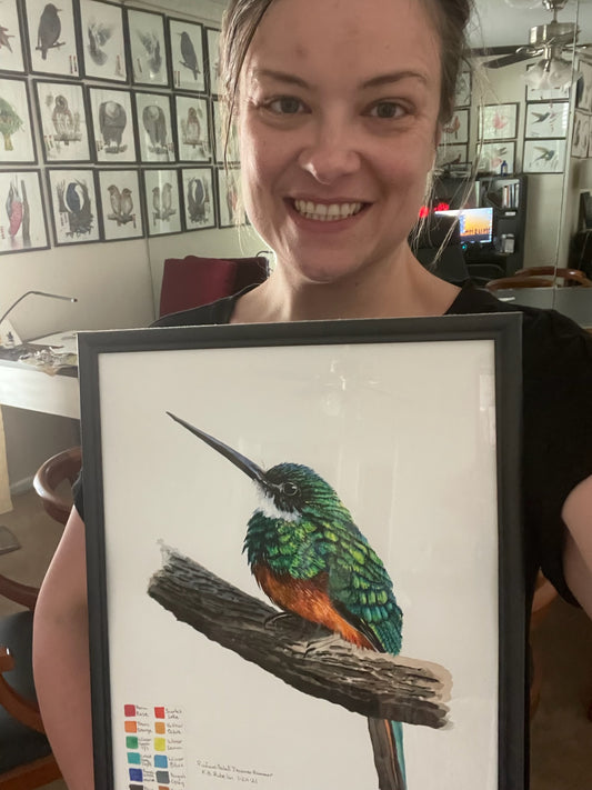 Rufous-tailed Jacamar - Bird Art by KB - Original