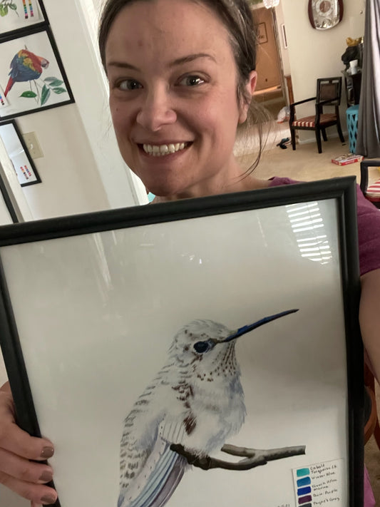 Leucistic Hummer - Bird Art by KB - Original