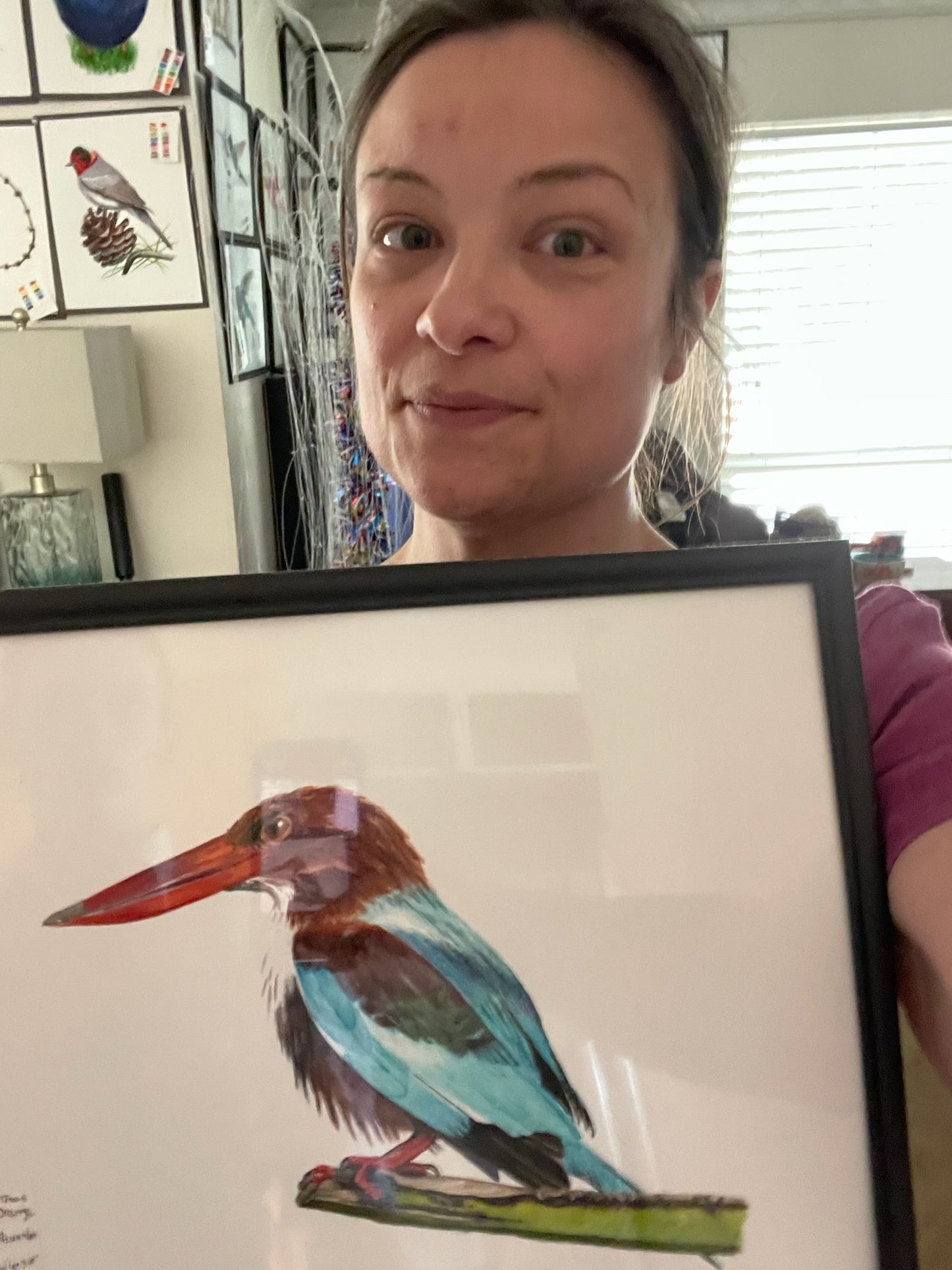 White-throated Kingfisher - Bird Art by KB - Original