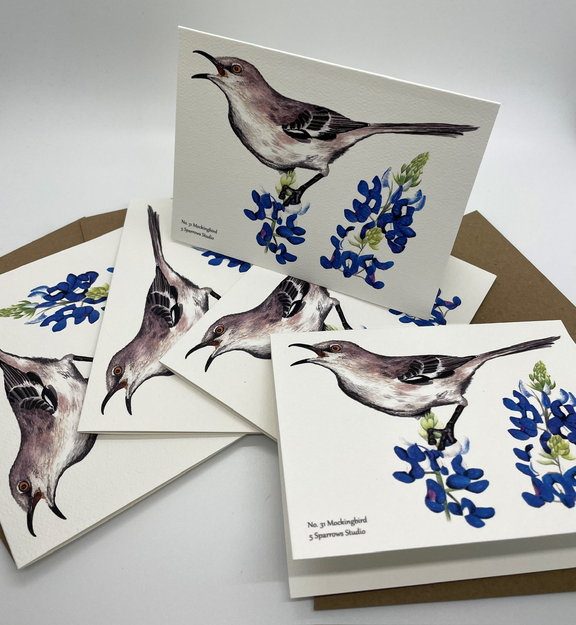 Mockingbird - Bird Art by KB - Notecard Set