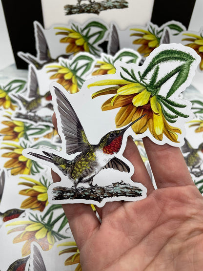 Ruby-Throated Hummingbird - Bird Art by KB - Magnet