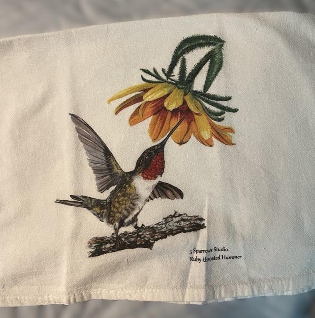 Ruby-throated Hummingbird - Bird Art by KB - Towel