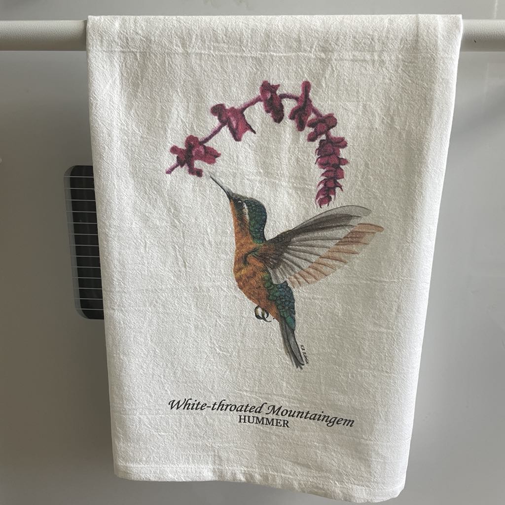 White-throated Mountaingem Hummingbird - Bird Art by KB - Towel