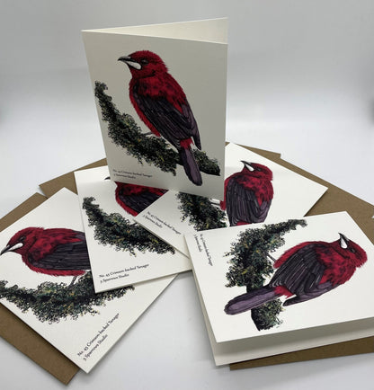 Crimson-Backed Tanager - Bird Art by KB - Notecard Set