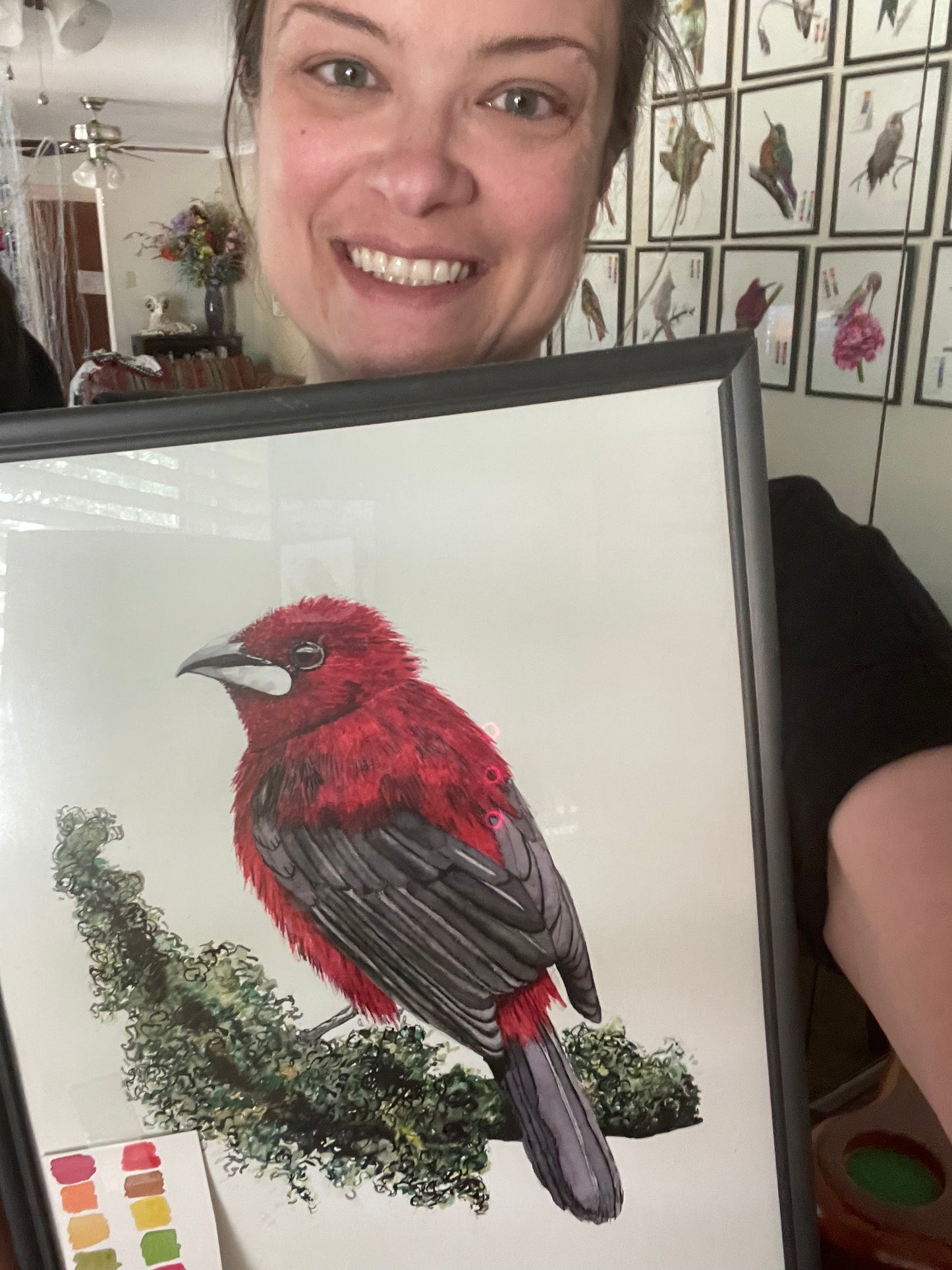 Crimson-Backed Tanager - Bird Art by KB - Original