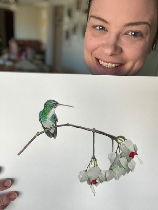 Plain Bellied Emerald - Bird Art by KB - Original