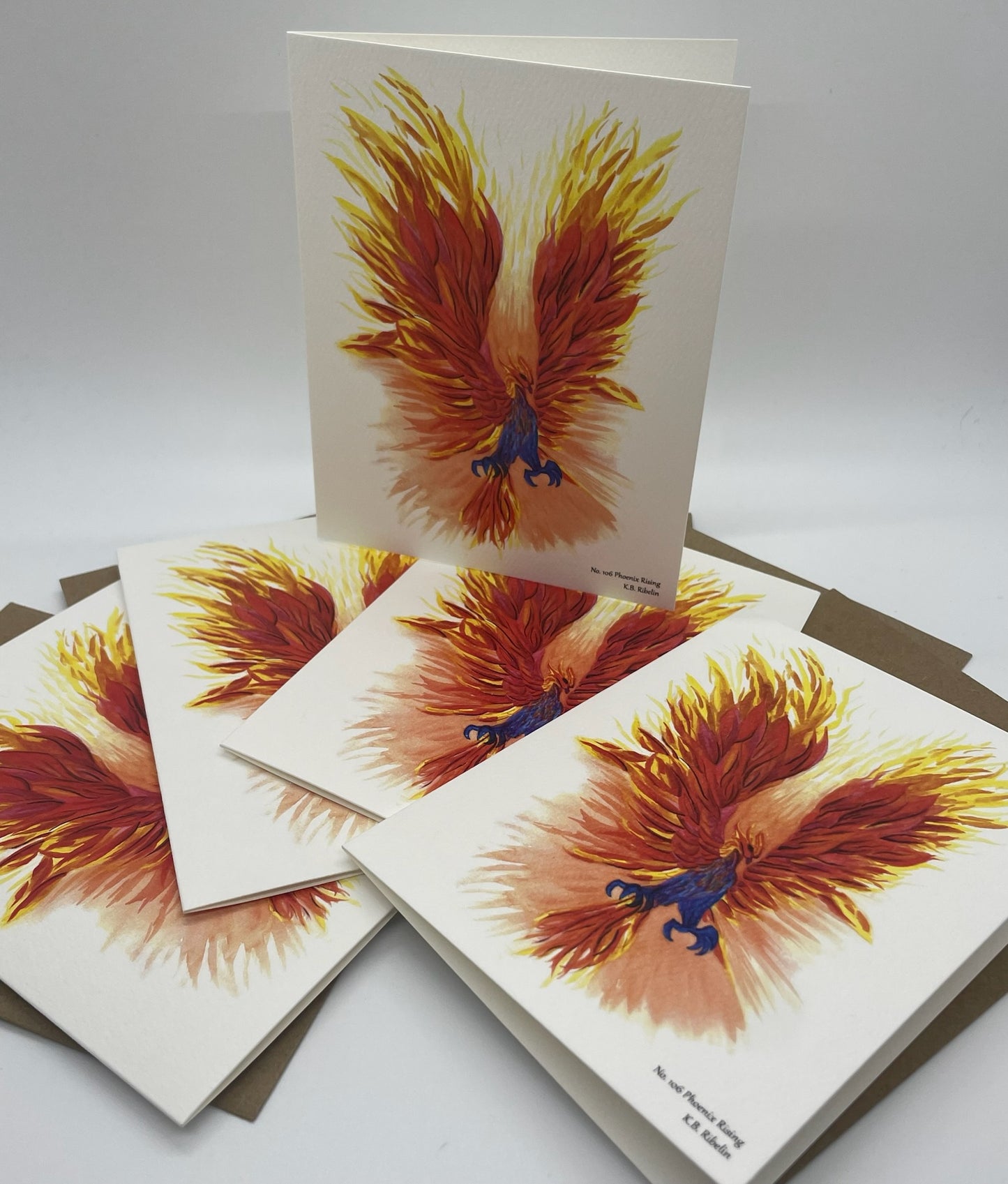 Phoenix Rising - Bird Art by KB - Notecard Set